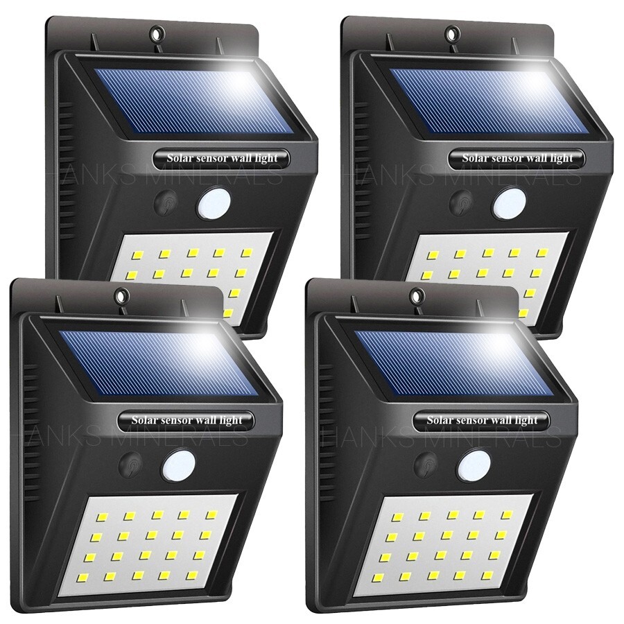 4x 20 LED Solar Power Wall Light Waterproof Outdoor PIR Motion Sensor Path Lamp gallery