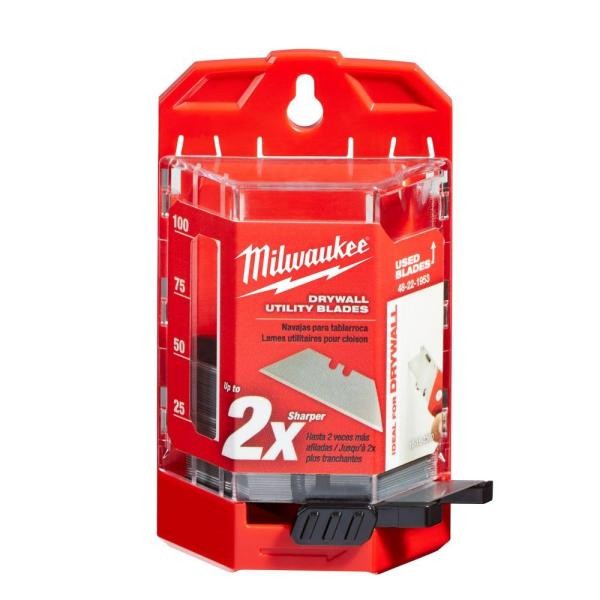 Milwaukee Drywall Utility Knife Blades with Dispenser (50-Piece)-48-22-1953 gallery