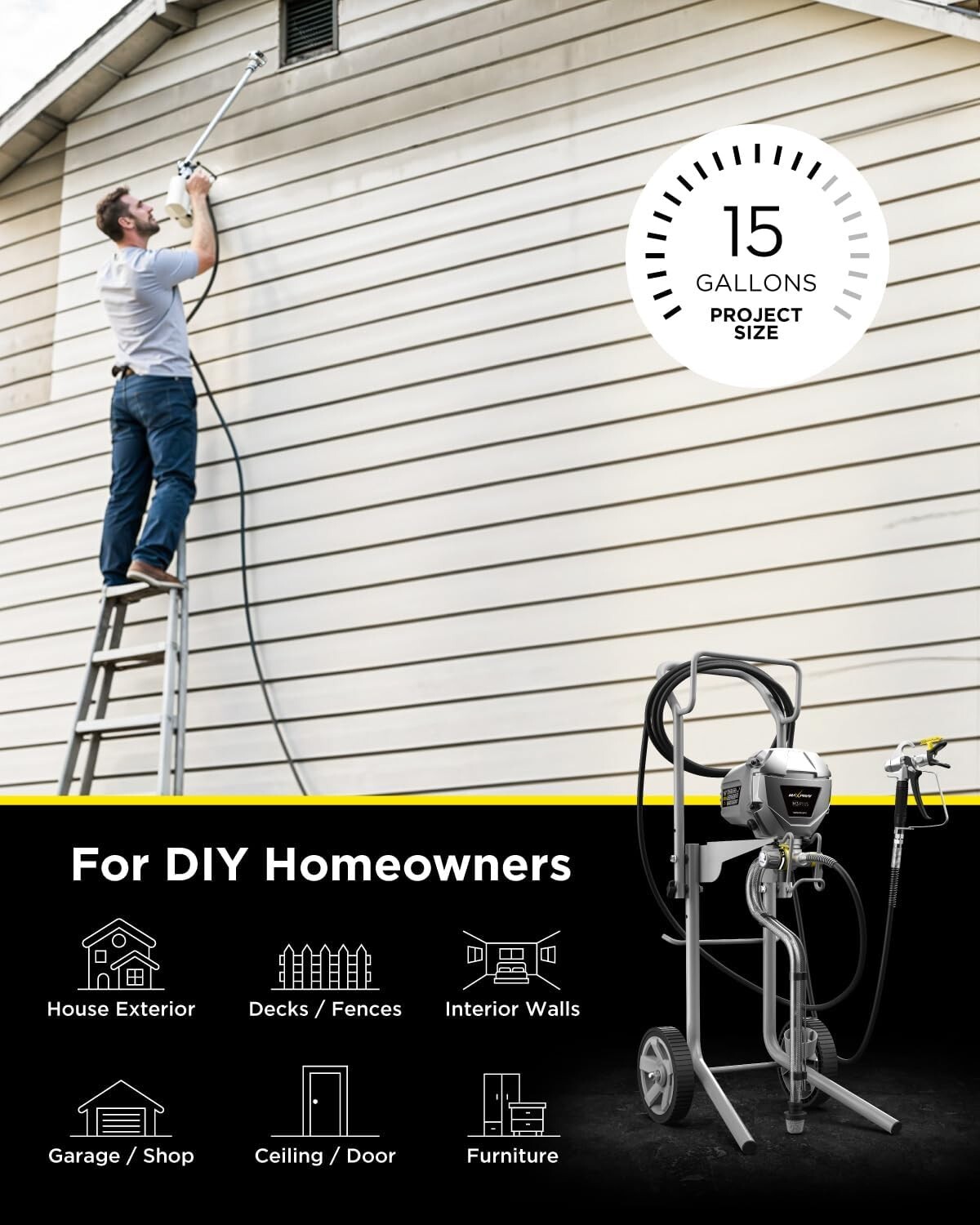 MaXpray M3 Cart Airless Paint Sprayer, Highly Efficient Thinning-Free Minimal Ov gallery