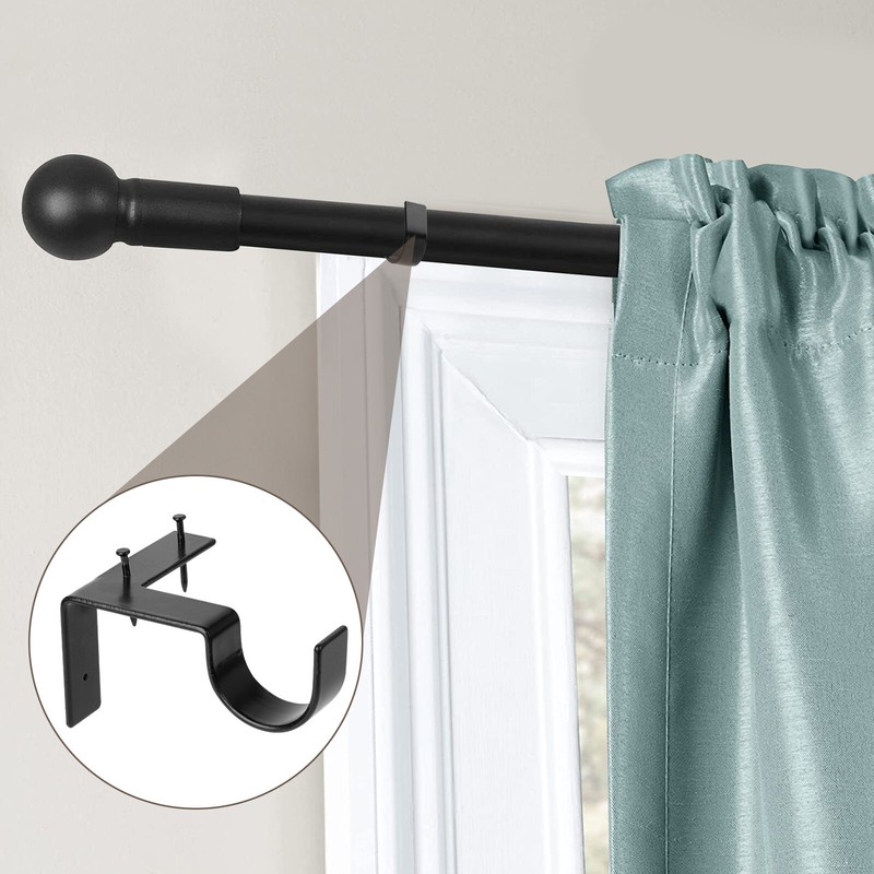 4Pcs Curtain Pole Brackets No Drill Curtains Rod Holder Into Wooden Window Frame gallery