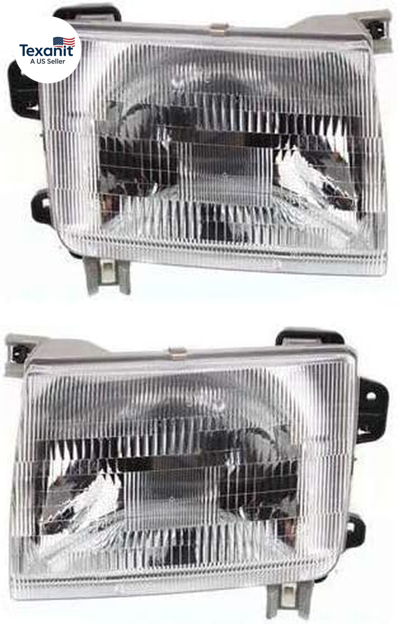 Headlights Assembly for Nissan Frontier Base SE XE 1998-2000, Halogen with Bulb, gallery