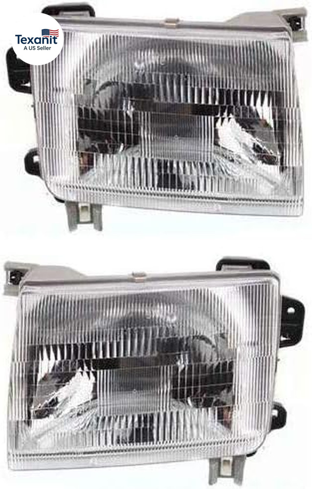 Headlights Assembly for Nissan Frontier Base SE XE 1998-2000, Halogen with Bulb,