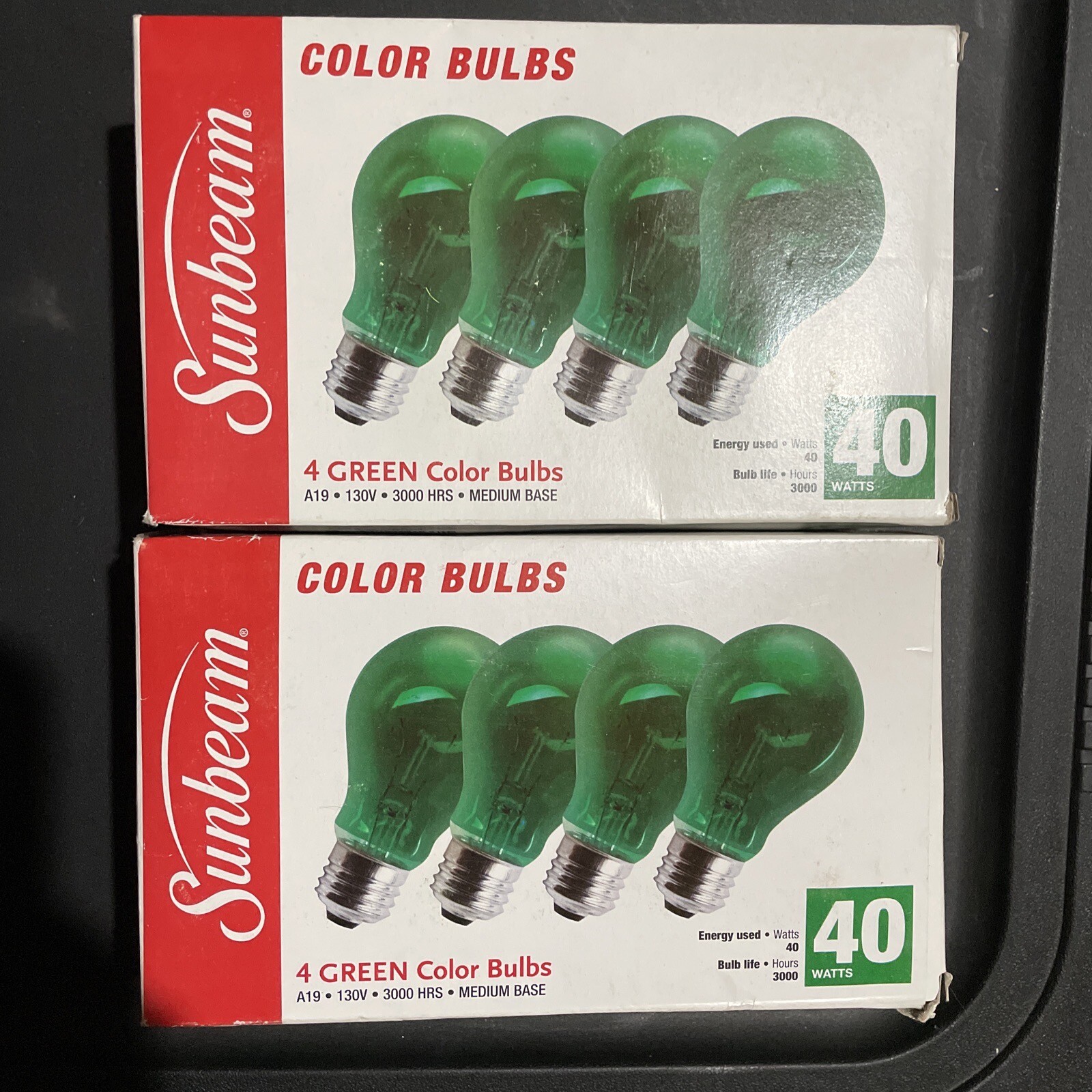 Sunbeam A-19 4 Pack 40 Watt Green Color Bulbs 3000 Hours (2 Packs Of 4 =8 Total) gallery