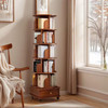Colby Rotating 69 In. Tall Walnut MDF 6-Shelf Corner Bookcase with Drawer and Lo gallery