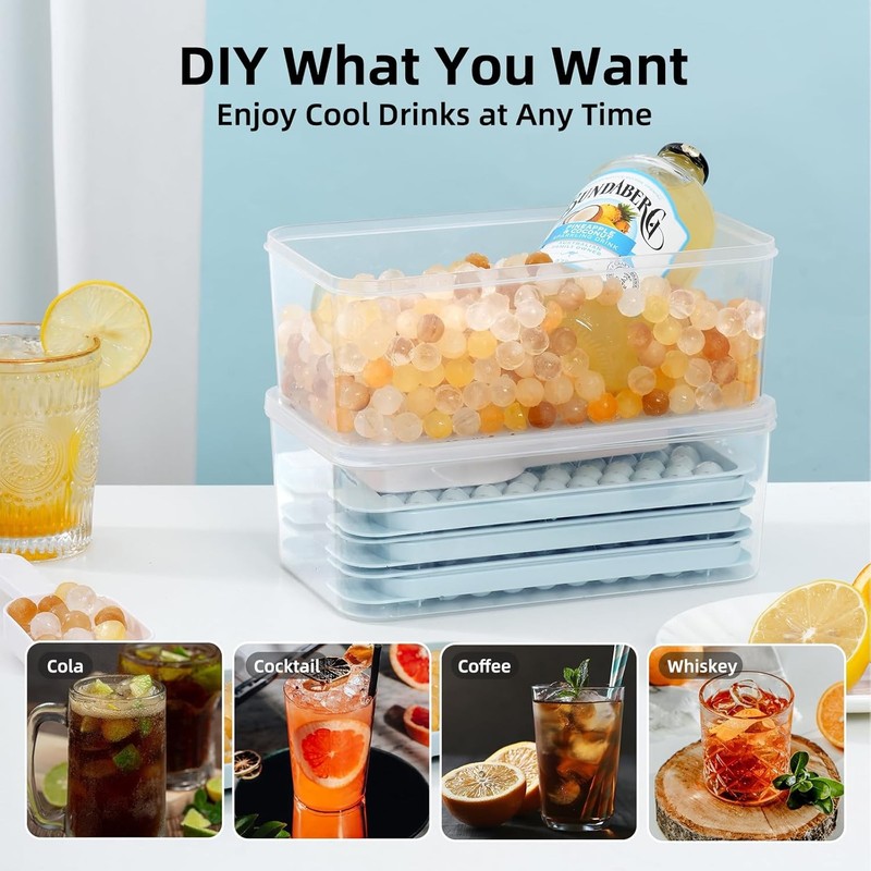 3 Pack Mini Ice Cube Trays with Lid & Bin Easy Release BPA Free gallery