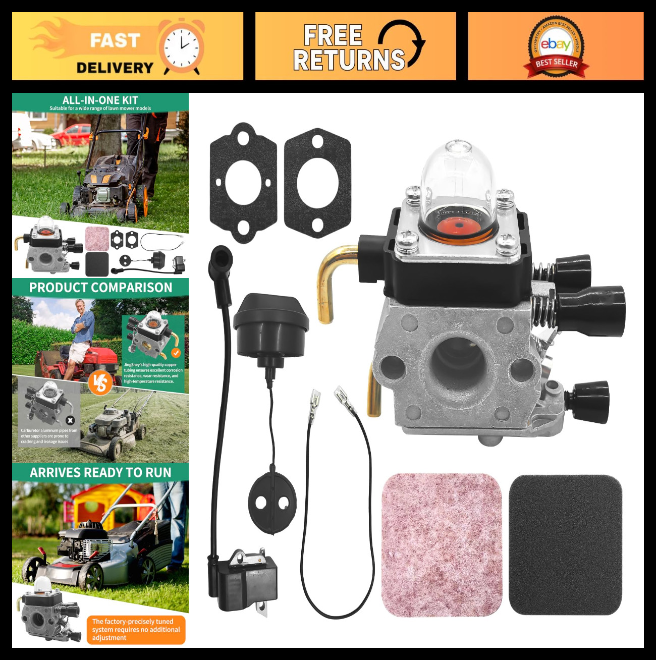 Carburetor & Air Filter Set for Stihl FS75 FS80 FS85 HS80 HS85, Ignition Coil In gallery