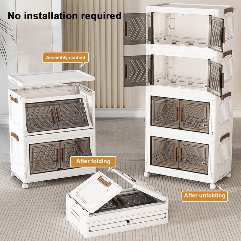 4 Pack Storage Bins With Lids, Portable Closets Folding Storage Box With Doors gallery