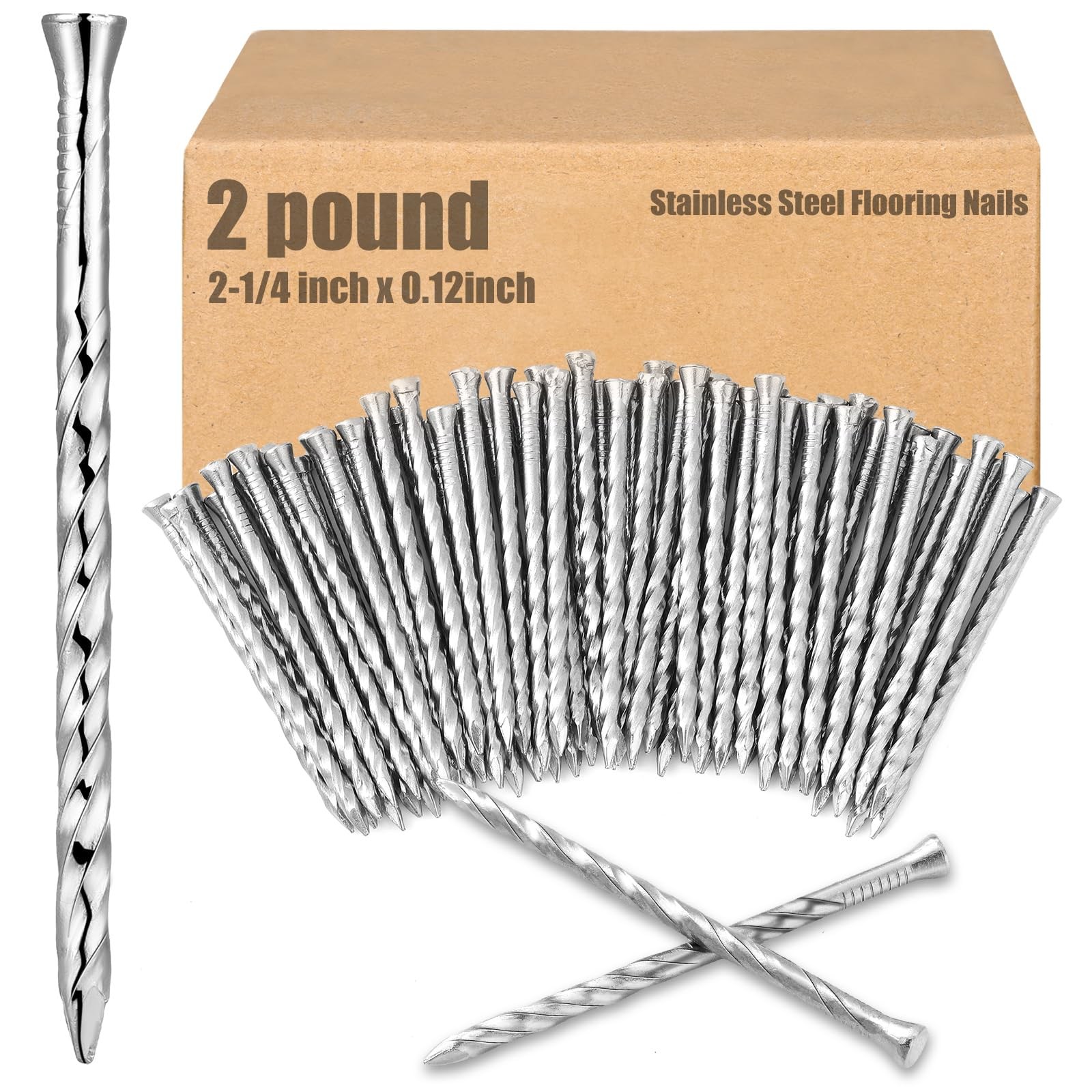 Tandefio 2 Pounds Hardened Flooring Nails 304 Stainless Steel 2-1/4 Inches Sp... gallery
