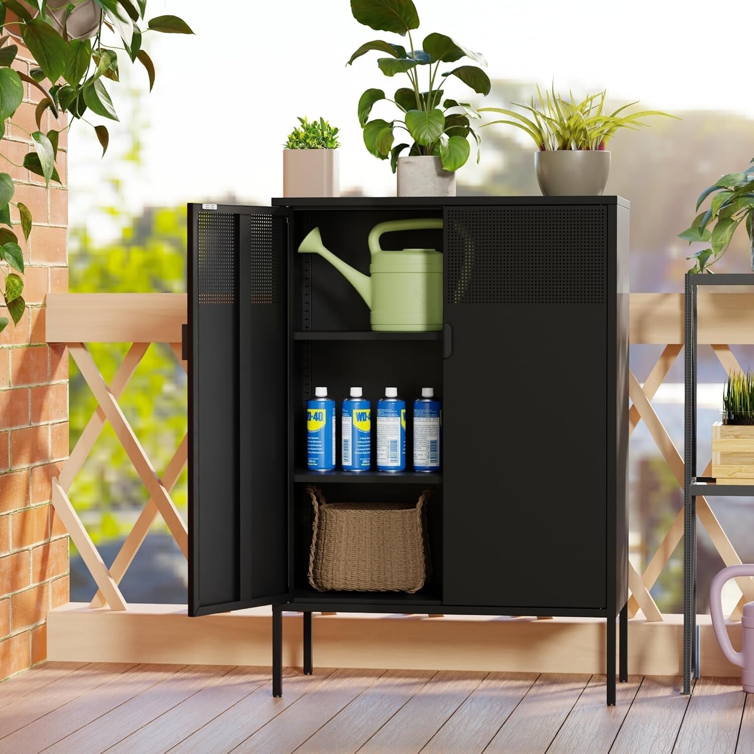 Elegro Black Metal Locker Storage Cabinet For Home Office,Kitchen,Entryway,Bar gallery