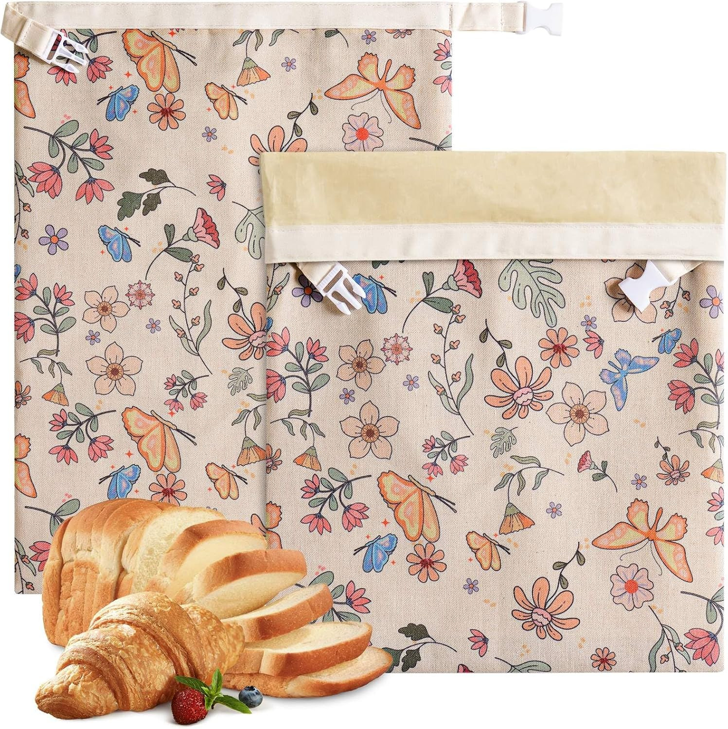 2 Pack Beeswax Bread Bags for Sourdough,Reusable Organic Linen Beeswax Bread Bag gallery