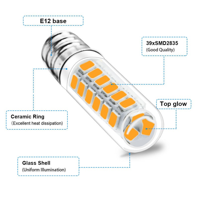5pcs E12 C7 candelabra Led Bulb 3W 110V 39-2835 Ceramics Kitchen Cabinet Light H gallery