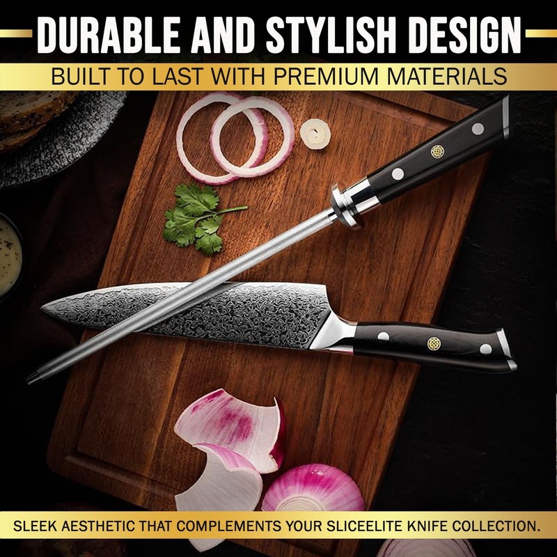 SliceElite 10" Diamond Knife Sharpening Rod – 600 Grit, G10 Handle gallery