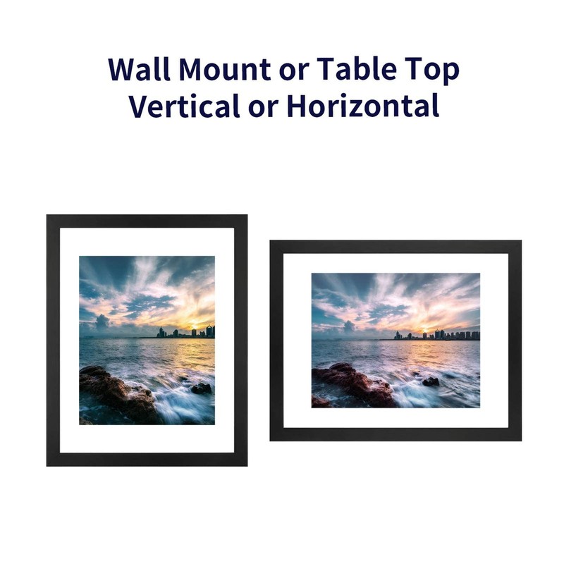 WALL 11x14 Inch Floating Frame, Black Wood Double Glass Float Picture Frame D... gallery