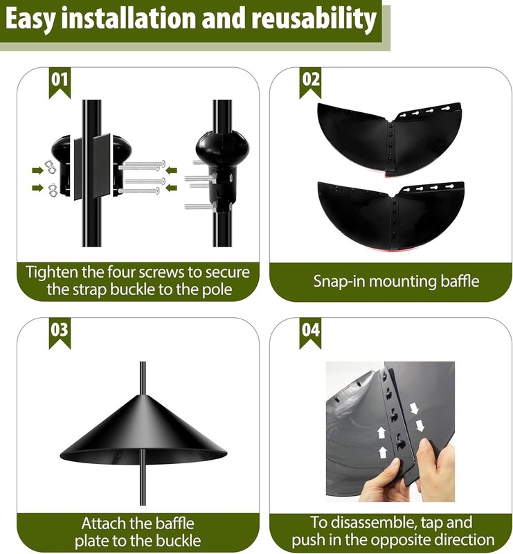 MULTI SIZE Bird Feeder Squirrel Proof Baffle 19 Inch Black Protects Raccoons & S gallery