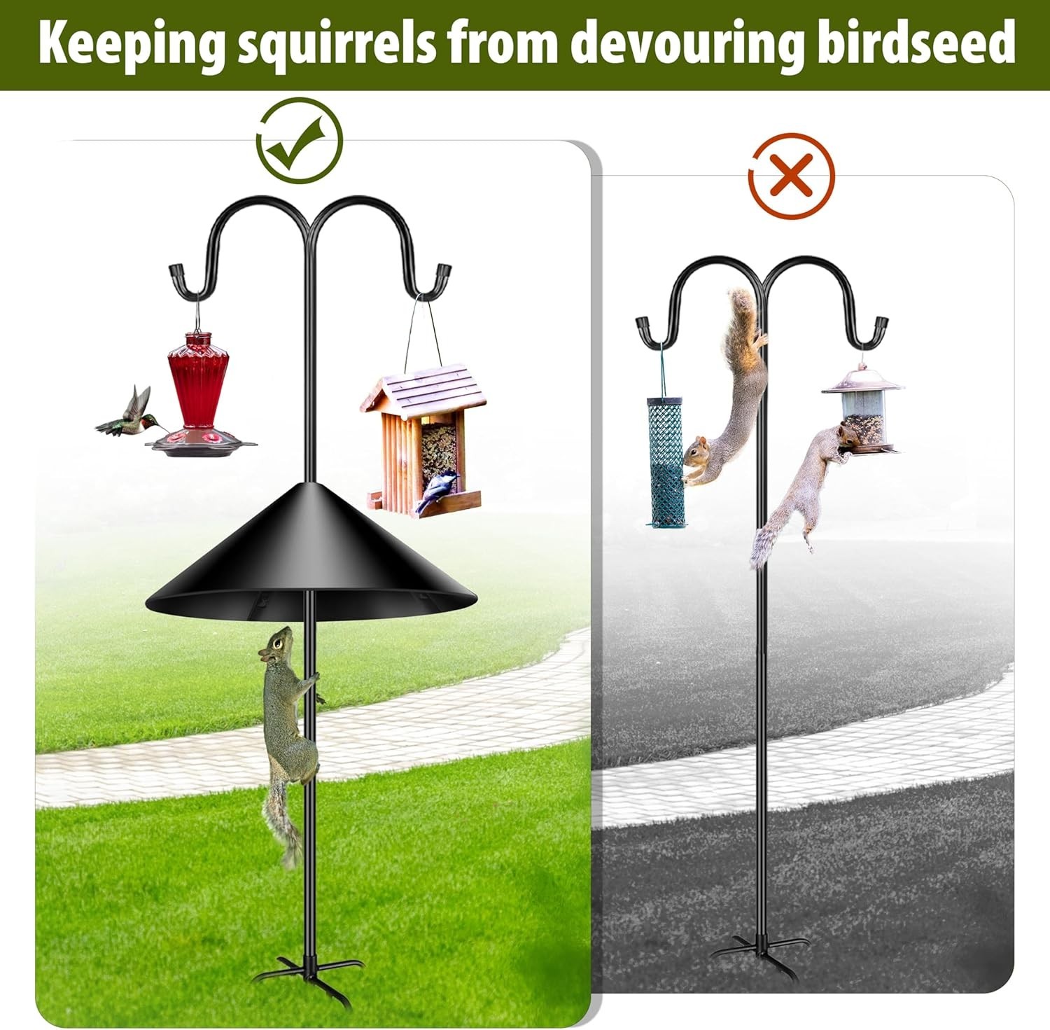 MULTI SIZE Bird Feeder Squirrel Proof Baffle 19 Inch Black Protects Raccoons & S gallery
