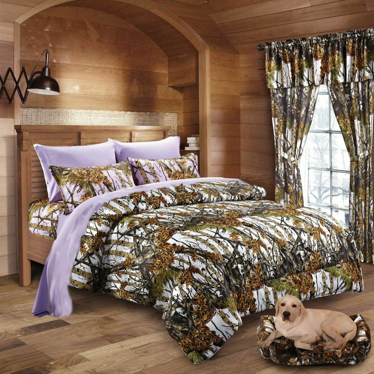 CAL KING 7 PC WHITE WOODS CAMO COMFORTER AND LAVENDER SHEET SET CAMOUFLAGE gallery