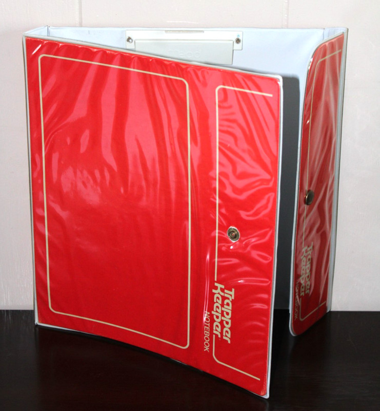 Vintage Trapper Keeper 3-Ring Notebook Binder RED Button Primary Used Rare Color gallery