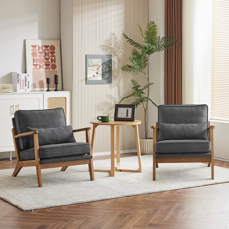 Accent Single Sofa Comfy Upholstered Chair Solid Hardwood Living Room Bar Office gallery