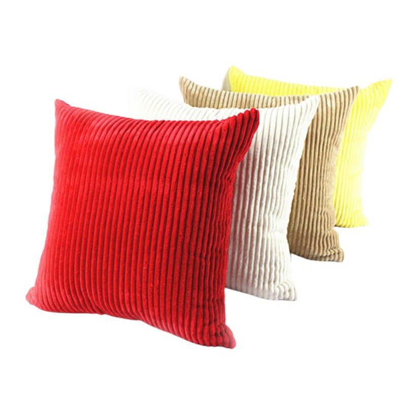 Solid Corduroy Striped Cushion Cover Home Sofa Car Throw Pillow Case 11 Sizes gallery