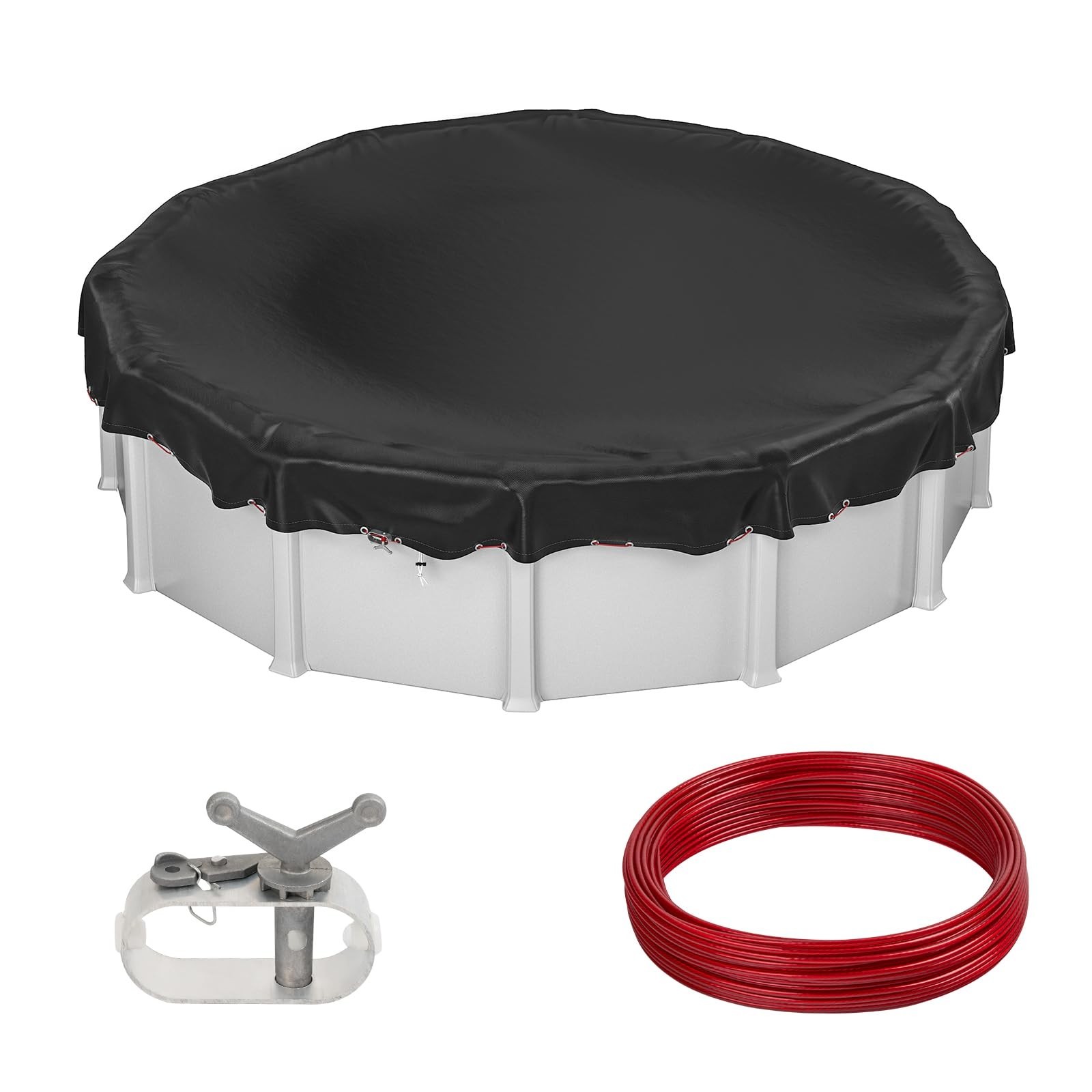 Round Pool Cover Heavy Duty Winter Pool Cover for 15 FT Above Ground Pool #Black gallery