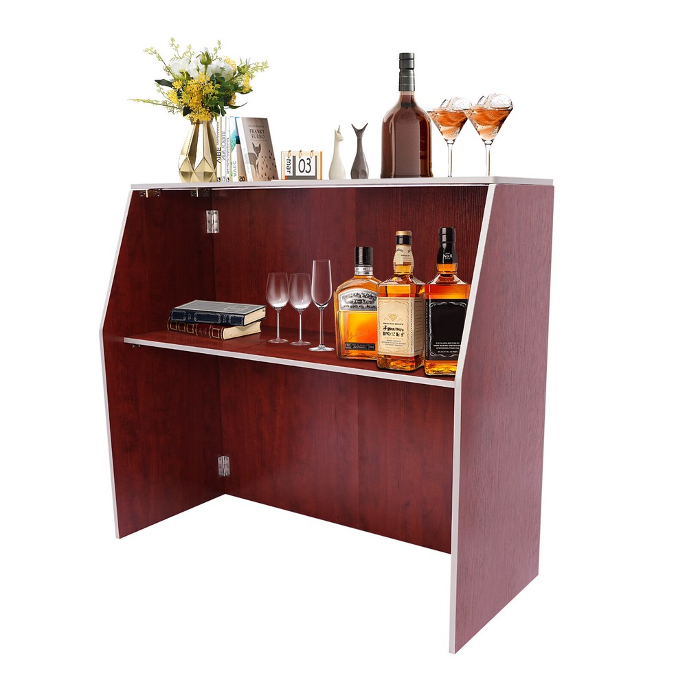 Foldable Bar Portable Freestanding Event Bar Portable Bar Cabinet Rectangular US