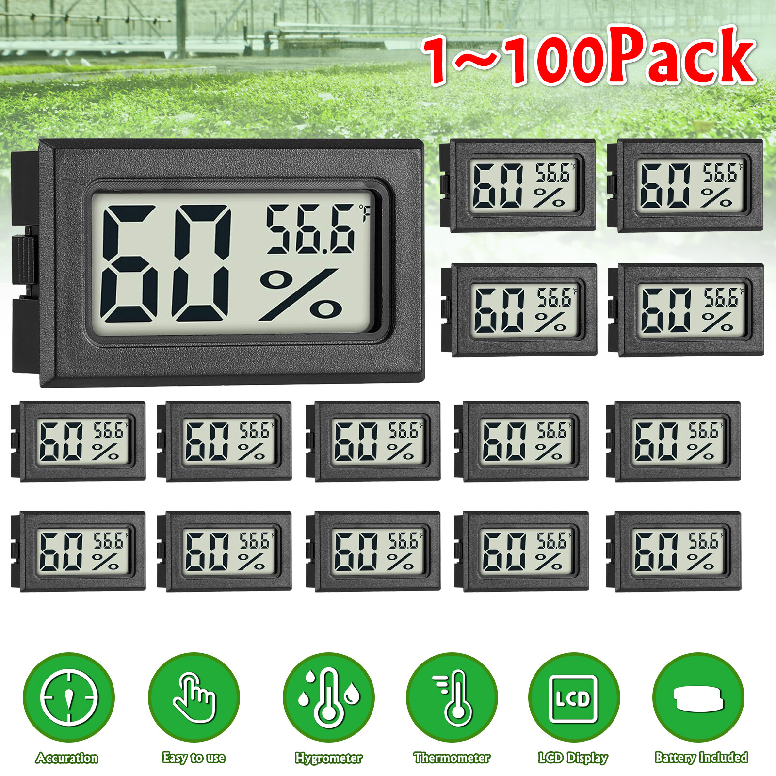 1-100PCS Mini Electronic Temperature Humidity Meters Gauge Indoor For Greenhouse gallery