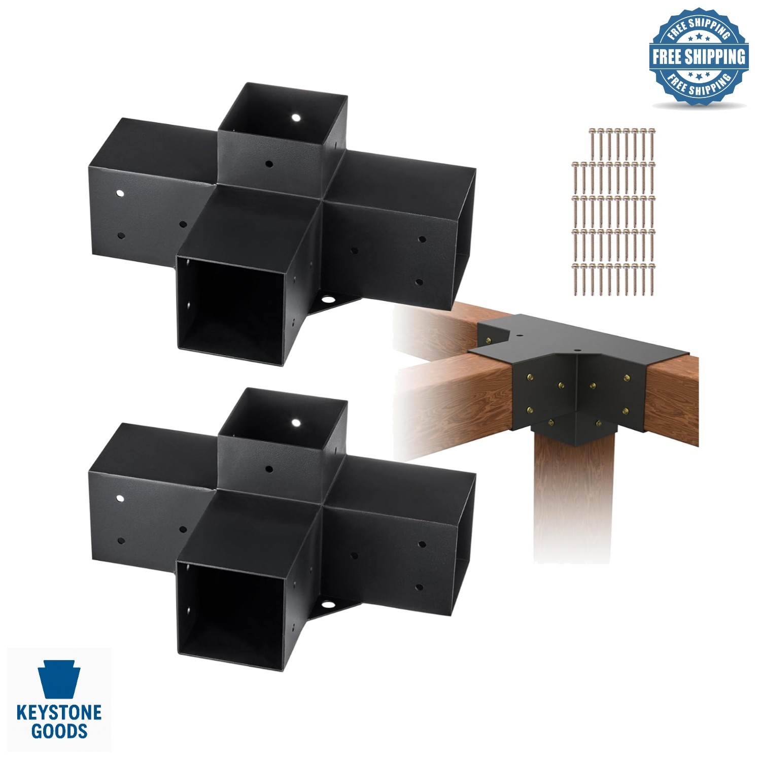 Heavy Duty 4x4 Pergola Bracket Kit - Outdoor DIY Post Base Hardware with Suns... gallery