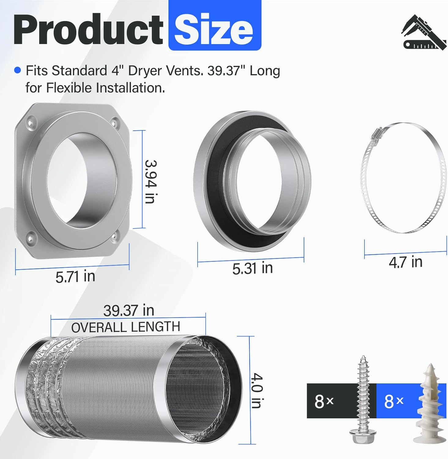 Magnetic Dryer Vent MV-180 Connector Kit, 4 Inch for Tight Spaces, Strong Magnet gallery