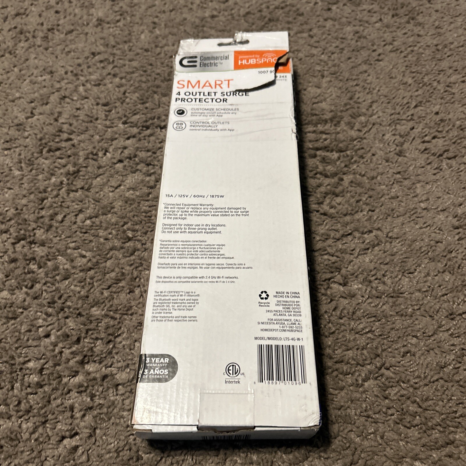 Commercial Electric 3 ft. 4-Outlet White Surge Protector Smart w/ USB & Hubspace gallery