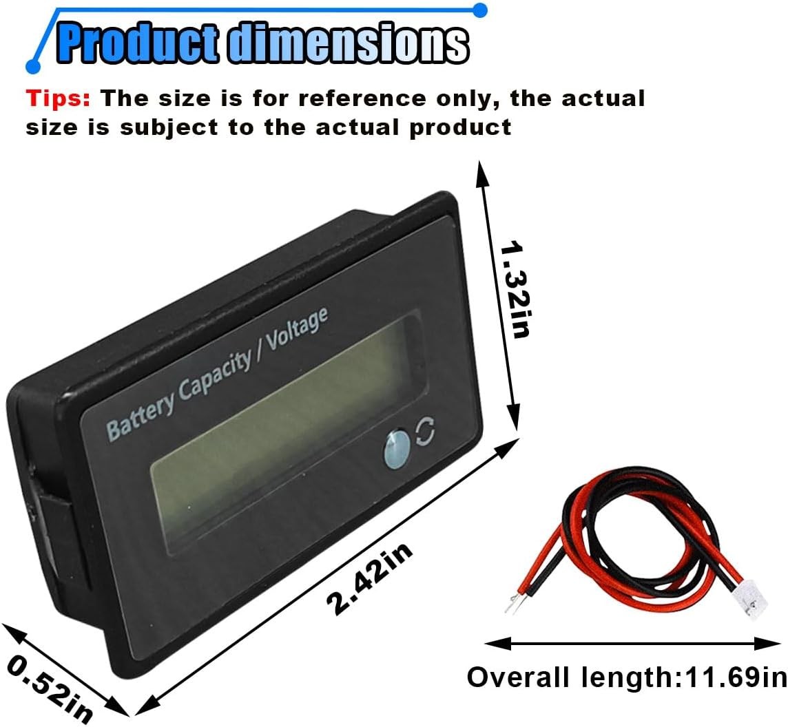 12V 24V 36V 48V Battery Meter, Lead-Acid Lithium-ion Battery Capacity White gallery