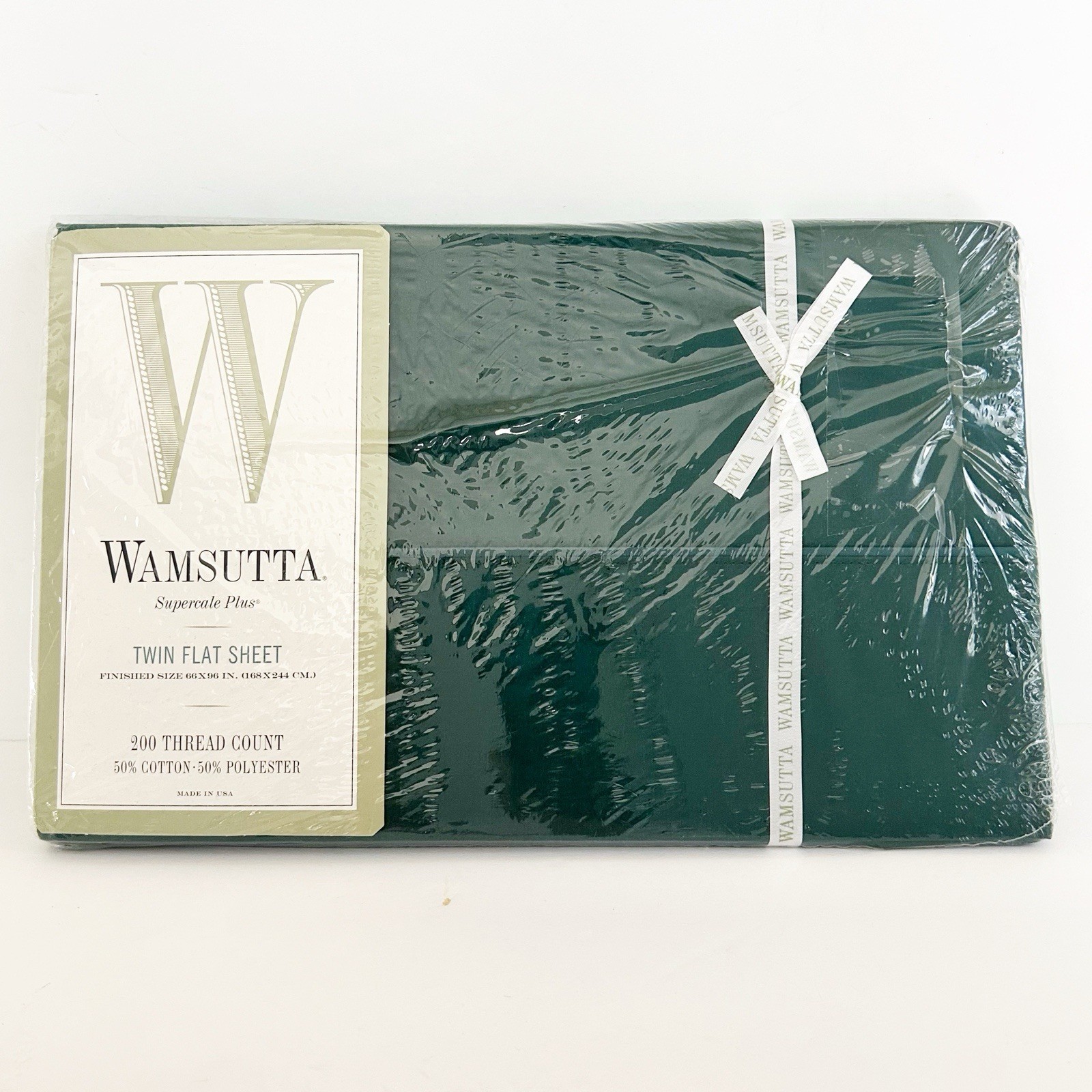Wamsutta Supercale Plus 200 TC Twin Flat Sheet Hunter Green NEW gallery