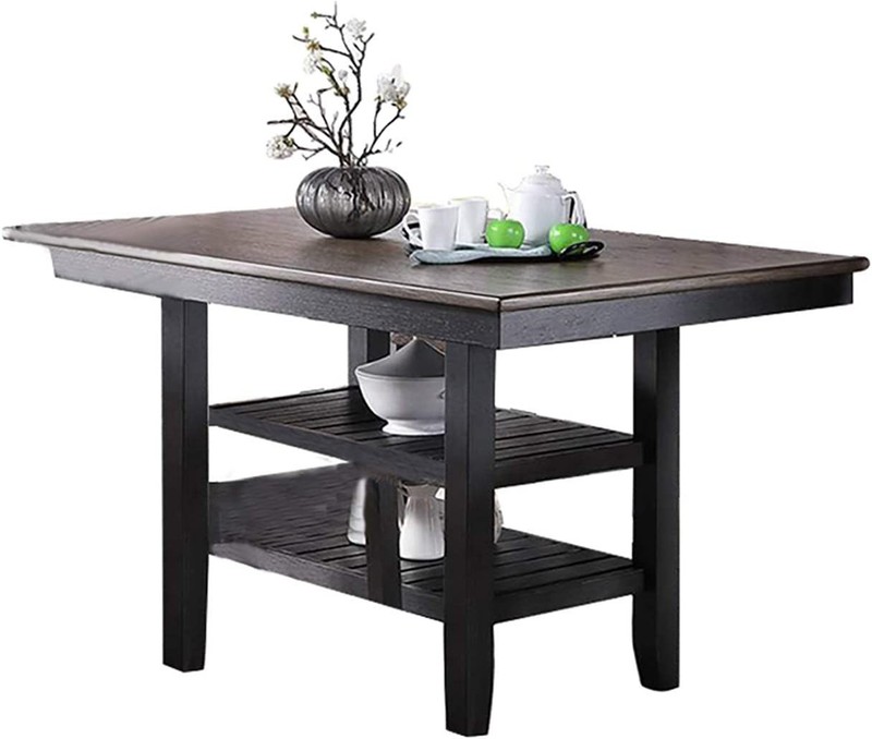 Transitional Dining Room 7pc Set Dark Coffee Rubberwood Counter Height Dining gallery