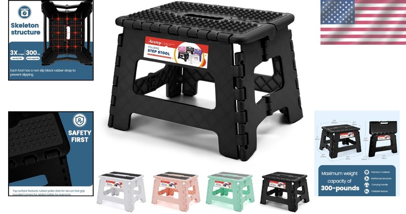 Versatile Non-Slip Folding Step Stool, 300 LB Capacity, Perfect for All Rooms gallery