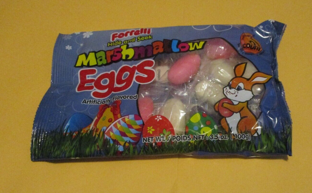 a Forrelli 3.5 oz Easter Hunt Marshmallow Candy Eggs Individual Wrapped 10 piece