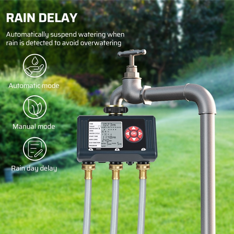 DEWENWILS 3 Zone Sprinkler Timer 12 Programs Water Timer Leakproof Outdoor gallery