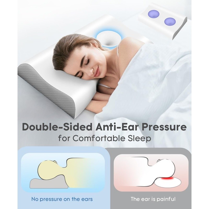 Cooling Memory Foam Pillow W/ Neck Support Slow Rebound Dual Height Design New gallery