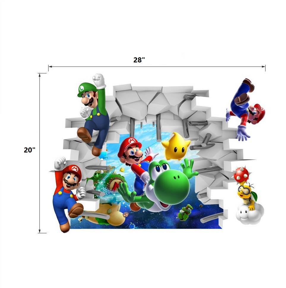 New 3D Super Mario Bros Removable HUGE Wall Stickers Decal Kids Home Decor USA gallery