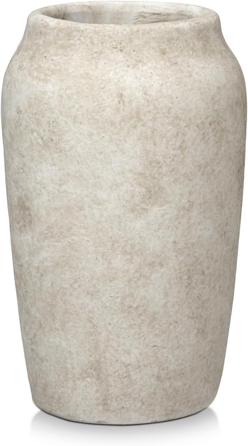 Rustic Vintage Ceramic Vase, 9.06'' Farmhouse Table Decor with Wide Mouth, Large gallery