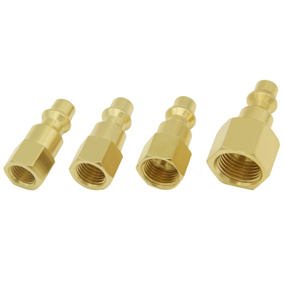 Joywayus 4PCS Air Plug to Female SAE Flare 3/16" 1/4" 5/16" 3/8" Flare, Brass gallery