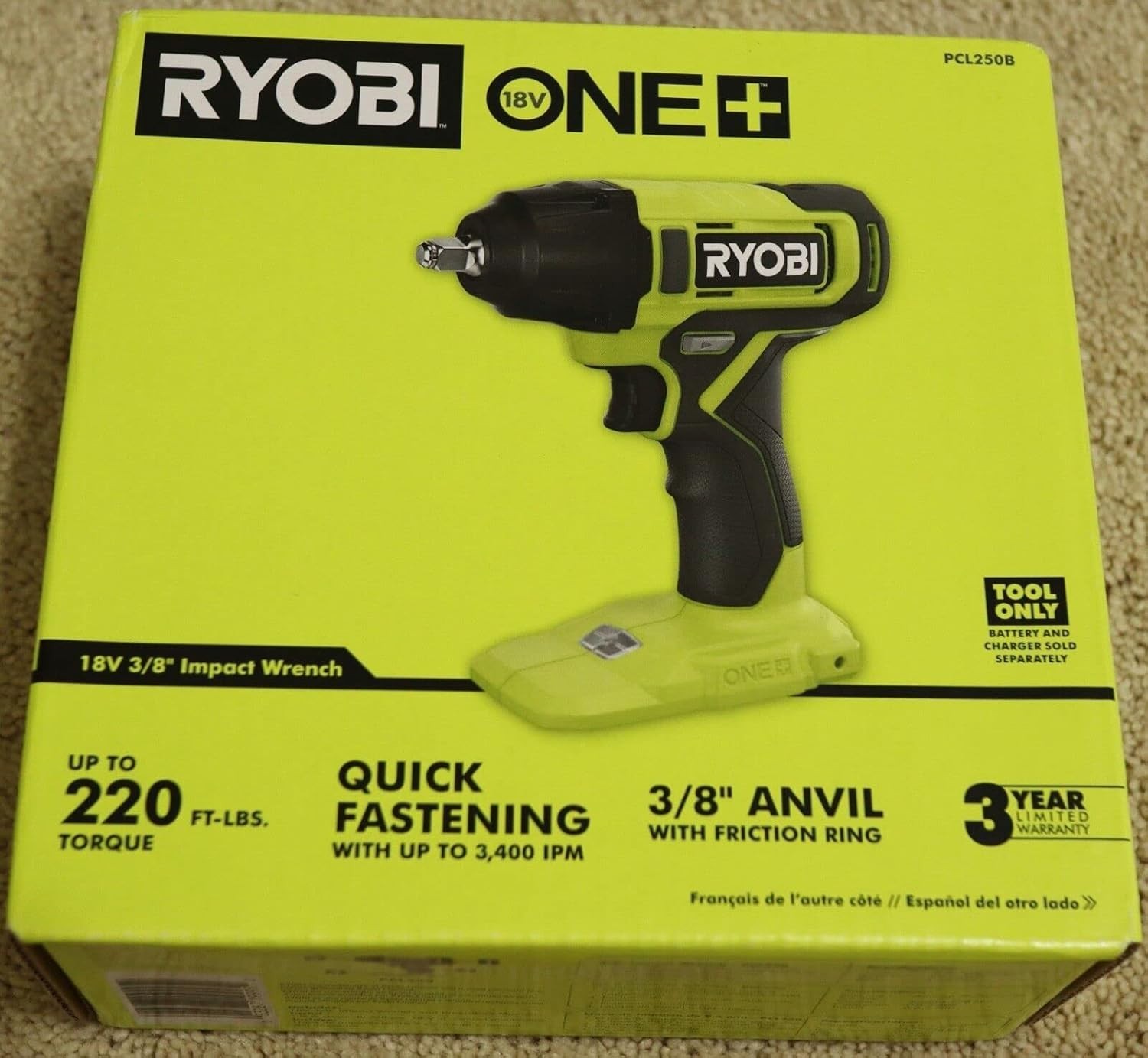 High Torque 18V Cordless 3/8" Impact Wrench - 220 ft-lbs, Tool Only gallery