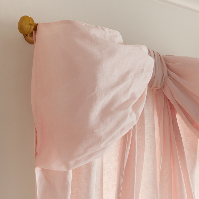 Potterybarn LoveShackFancy Oversized Bow Light-Filtering Curtain Blush 52"W x 96 gallery