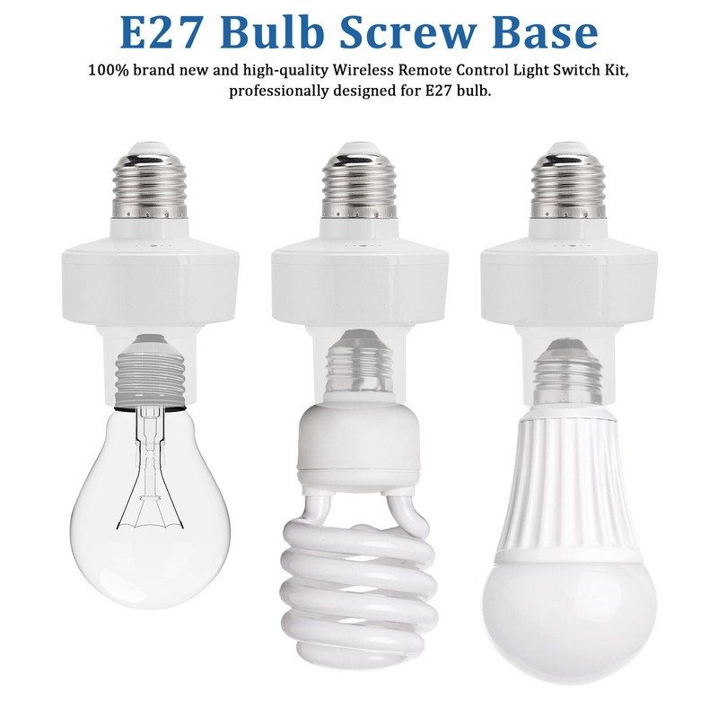 Wireless Remote Control Light Lamp E27 Screw Bulb Base Holder Cap Socket Switch gallery