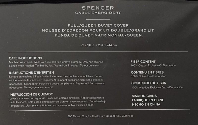 Ralph Lauren FULL / QUEEN Spencer Cable Embroidery Duvet Cover Stone Grey 92x96 gallery