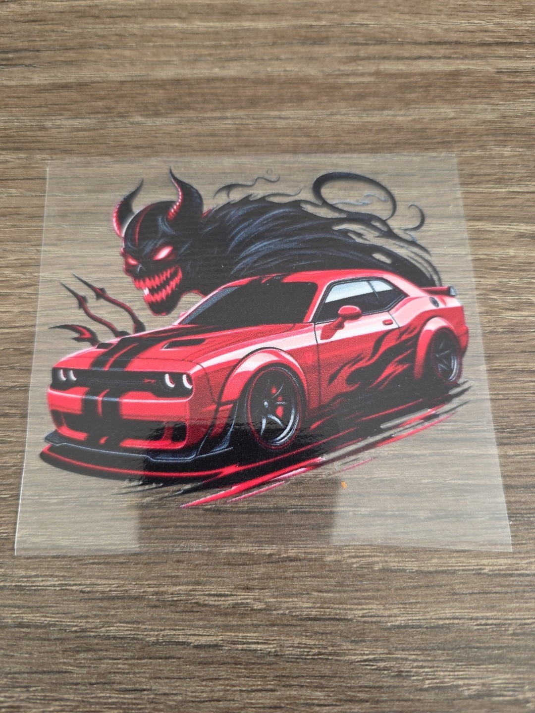 Dodge Challenger Demon High Quality Waterproof Raised UV DTF Window Decal 4in gallery
