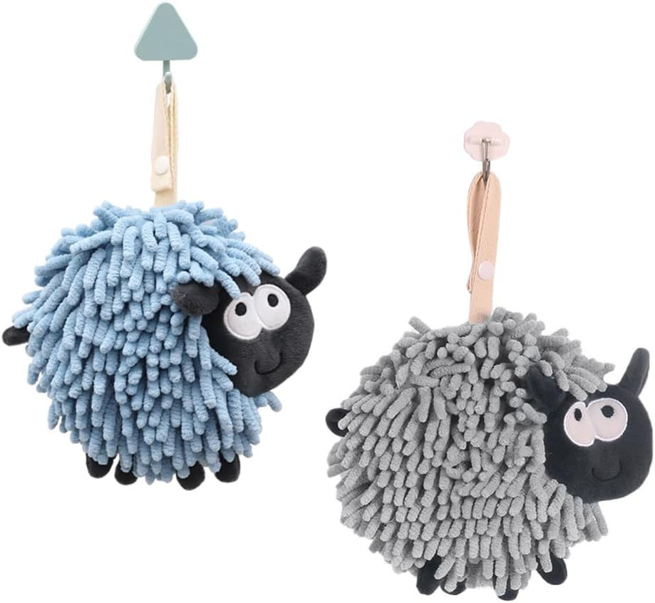 2Pcs Cartoon Sheep Hand Towel Cute Shape Decor Chenille Wipe Hand Ball Super Abs gallery