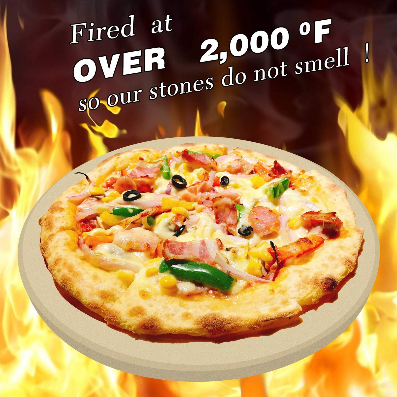 VIKEYHOME Round Pizza Stone, Heavy Duty Cordierite Pizza Grilling Stone, Baki... gallery