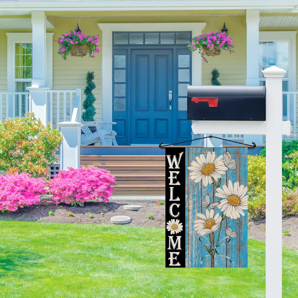Welcome Daisy Spring Garden Flag 12x18 Inch Burlap 12" X 18", Multicolor gallery
