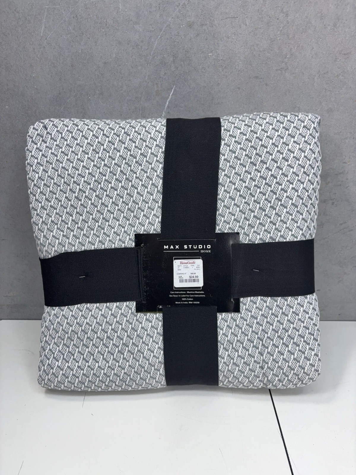 Max Studio Home Decorative Blanket Full Queen 90x90 Grey White Woven NWT gallery