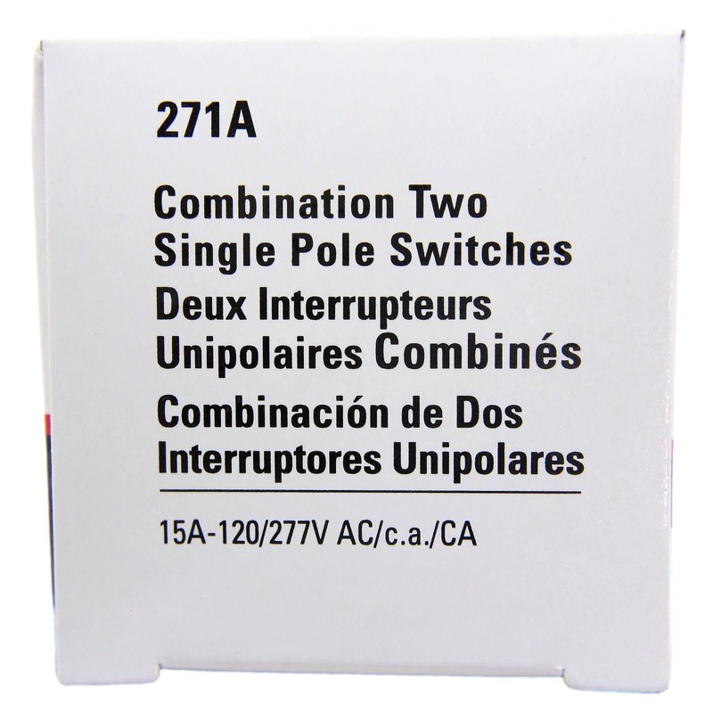 Cooper Almond Double Toggle Duplex Wall Light Switch 15A Single Pole 271A gallery