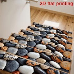 Natural Stone Pattern 2D Flat Printing Stair Treads, Non-Slip Step Mats, Prote
